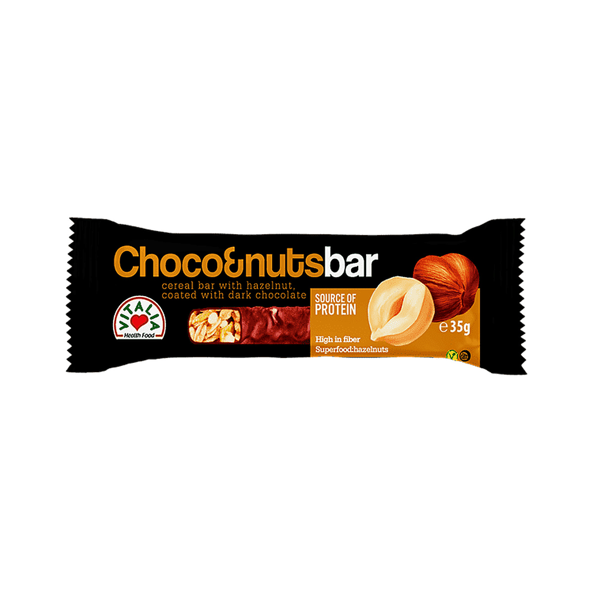 vitalia-choco-and-nuts-bar-with-hazelnut-and-dark-chocolate-coating-35g-5310099005677 Choco & Nuts Bar with Hazelnut & Dark Chocolate Coating 35g – Image 1