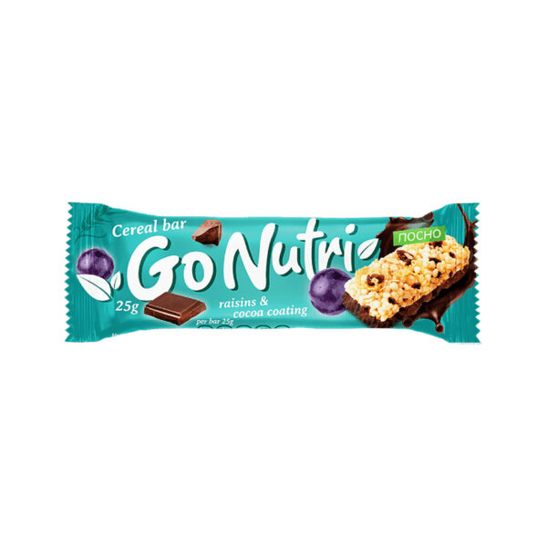Go Nutri Cereal Bar with Raisins & Cocoa Coating 25g